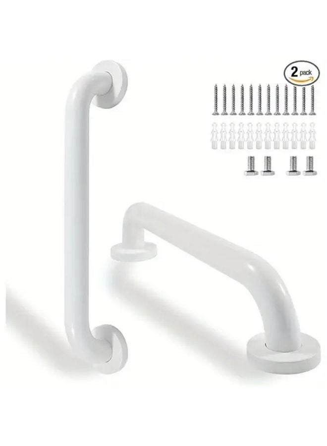 قطعتان من مساند الحمام البيضاء المصنوعة من الفولاذ المقاوم للصدأ، مقاومة للانزلاق ومتينة وآمنة لكبار السن وذوي الاحتياجات الخاصة - Image 5